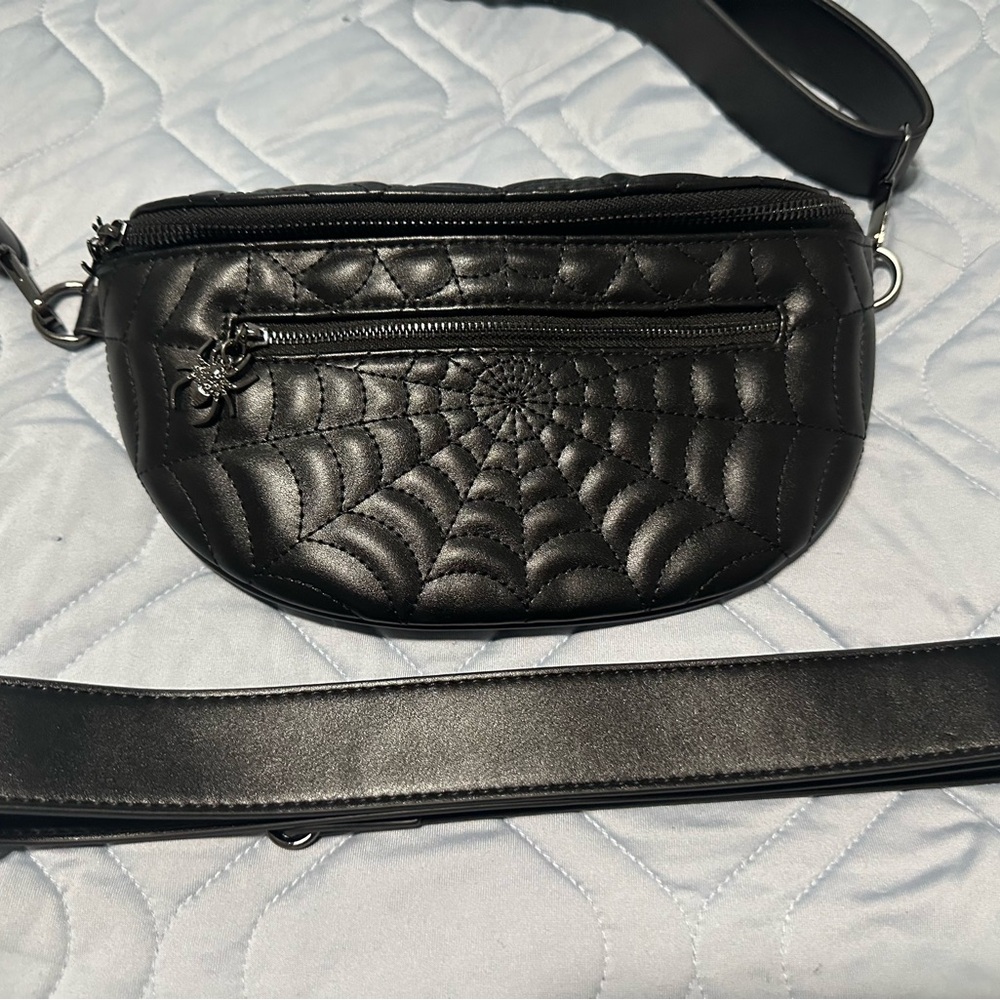 Foxblood Black Quilted Spiderweb Fanny Pack